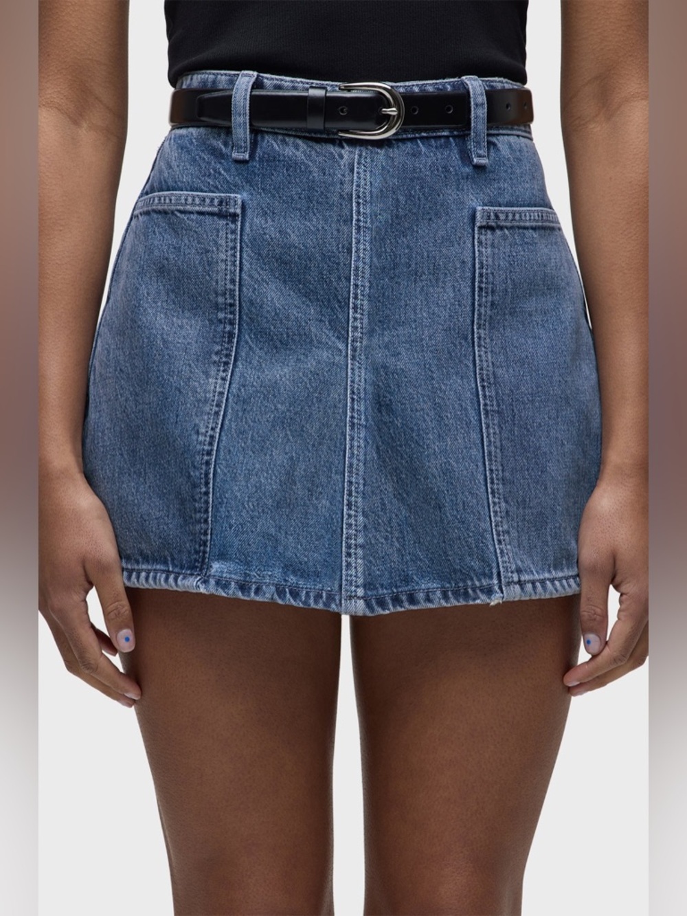 Hudson Patch Pocket Denim A-Line Mini Skirt Skort 25